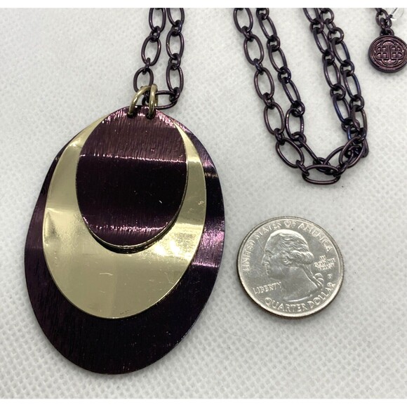 Vintage 1990s Bill Blass Copper Chain Necklace Pendant Adjustable 17'' - 20'' - Picture 2 of 9